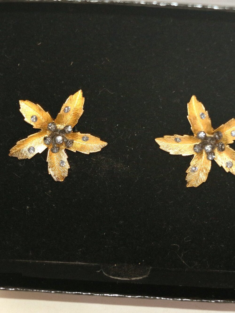 Gold Tone Flower Vintage Rhinestone Earrings from Joan Rivers